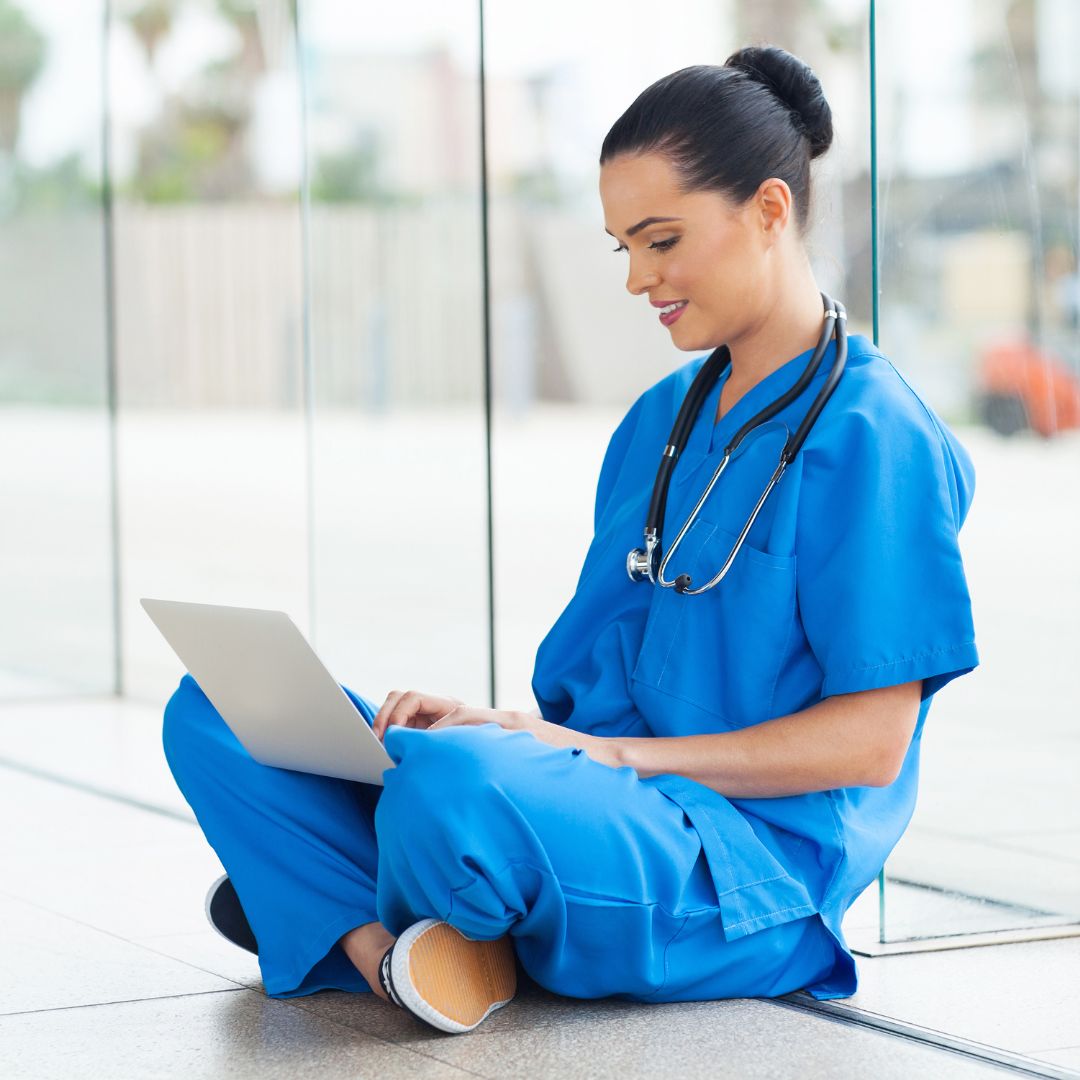 nurse on a laptop