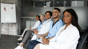healthcare staff sitting together